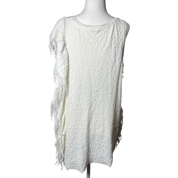 NEW Free People M Ivory Textured Fringe Knit Tank Top Sweater Boho Chic Design - Picture 7 of 15